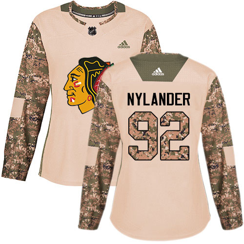 Adidas Blackhawks #92 Alexander Nylander Camo Authentic 2017 Veterans Day Women's Stitched NHL Jersey